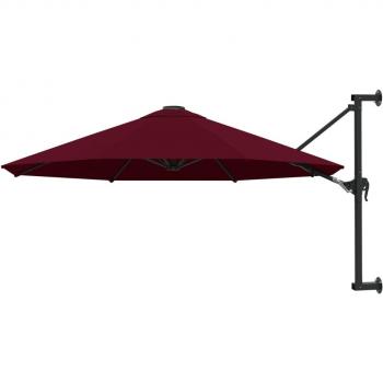 Sombrilla de pared con barra de metal 300 cm burdeos