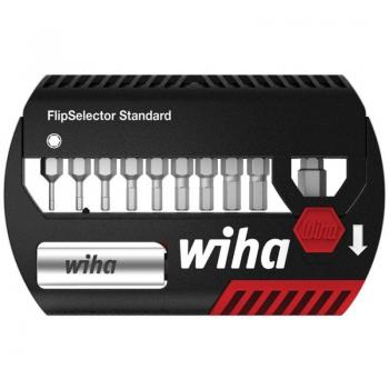 Wiha Juego de bits FlipSelector Standard de 25 mm hexagonales, 12 unidades de 1/4 con clip para el cinturón en blíster (39059)