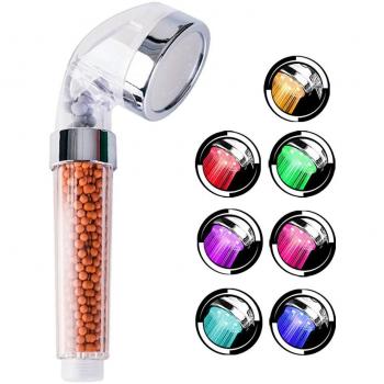 LED Ducha de Mano,ducha de alta presión Handheld de InGoo, 7 colores LED que cambia la ducha doble fuerte de la filtración negativa del ion de la ducha del rociador para el cuarto de baño