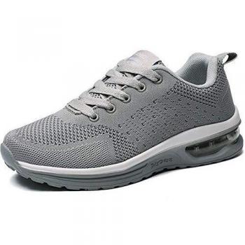 GAXmi Zapatillas Deportivas Mujer Zapatos de Malla Transpirables y Ligeros con Cordones y Cojín de Aire para Running Fitness Gris 42 EU