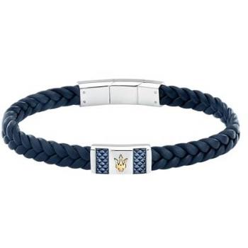 Pulsera Hombre Maserati de Acero y Cuero Reciclado JM4249IK03