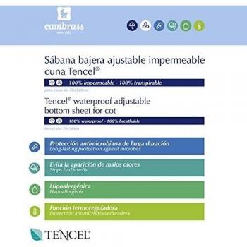 Cambrass - Sabana Bajera Tencel - Sabana Impermeable y Ajustable - Bajera Protectora Transpirable - Fibras hipoalergénicas Tencel - máximo Confort con termorregulación - Cuna 60x120x17 cm Blanco