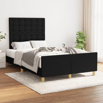 Cabecero de tela negro 120x190 cm - Estructura de cama con cabecero, color negro, dimensiones 120x190 cm