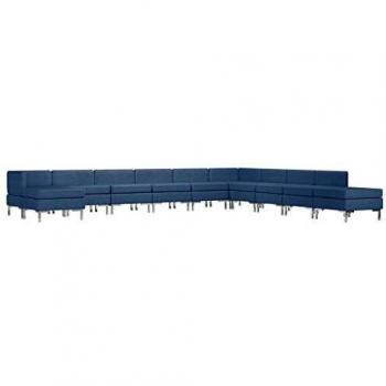 vidaXL - Conjunto de sofás de 11 piezas, sofá de oficina, sofá de salón, sofá, sala de estar, interior, casa, tela azul