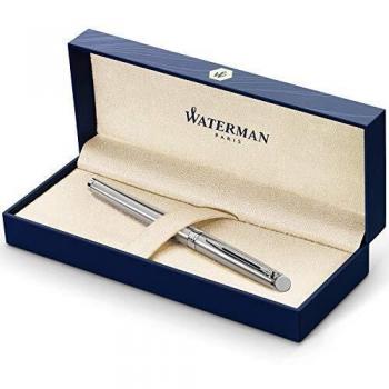 Waterman Hémisphère rotulador roller, acero inoxidable con adorno cromado, punta fina con cartucho de tinta negra, estuche de regalo