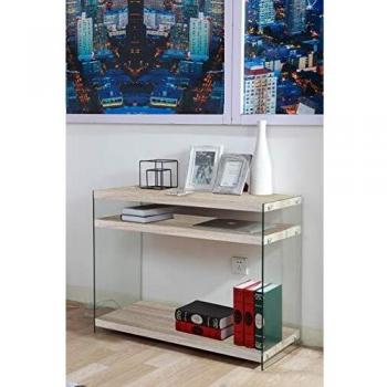 Homemania Tabla Consola Libra con Estanterías, MDF, Vidrio, Madera, Transparente, 100 x 39.5 x 75 cm