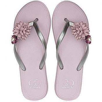 AX BOXING Chanclas Mujer Flip Flop Exquisito Decoración Floral Sandalias Verano Piscinas Playa Interior Al Aire Libre Tamaño 36-41