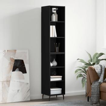 Aparador alto negro de madera contrachapada 34.5x32.5x180 cm