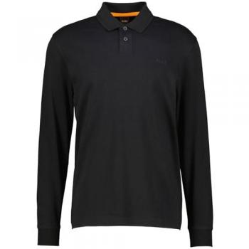 BOSS Men's Long Sleeve Interlock Polo Shirt in Black