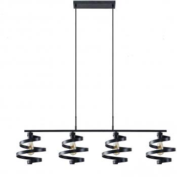 Lámpara colgante Lindby Colten, 4 luces, negro, diseño moderno, material metal, tipo de bombilla E27, adecuada para salón y comedor