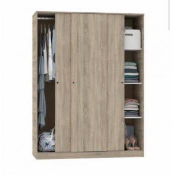 Armario Ropero con 3 Puertas Correderas, color cambrian, incluye 5 Baldas y Barra Tíbet - Muebles Pitarch