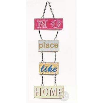 No hay lugar como en casa en - Shabby Chic metálicos Multicolor 40 cm x 15 cm de la pared himry