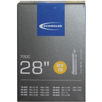 Schwalbe DV15 28 700C - Cámara de aire para bicicletas, DV15 28 700C, 28 pulgadas, color negro,
