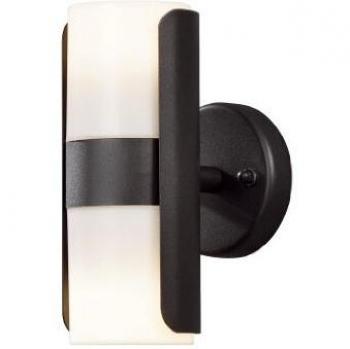 Aplique exterior Modena de Konstsmide, lámpara de pared doble Up Down moderna para exteriores con pantalla acrílica blanca y ópalo negro, clasificación IP54