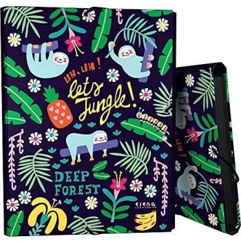 Grafoplas 82402635, Carpeta 3 Solapas, Cartón Forrado, Tapa Dura, Tamaño Folio, Colección Elena Corredoira, Jungle, Certificado FSC