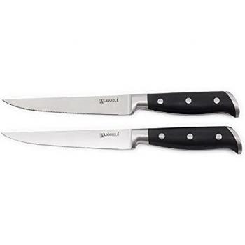 Cuchillo para carne, 25 cm, color plateado y negro, juego de 2