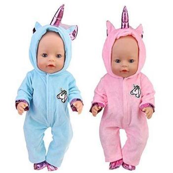 WENTS Disfraz de Unicornio Bebe Baby Born Onesie Unicorn Pelele de muñeca Ropa de Bebe Unicornio para Muñecas de Bebé en Tamaño18