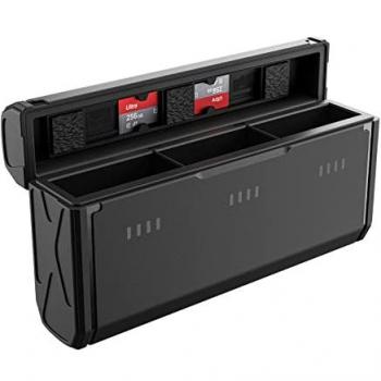 Cargador de bolsillo TELESIN para GoPro Hero 13 con almacenamiento de tarjetas TF y 3 ranuras para baterías, caja de carga rápida