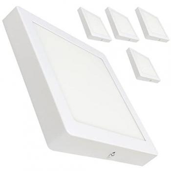 Plafón LED Cuadrado Superficie 20W 1800 lúmenes, 4500K, Pack de 5 unidades