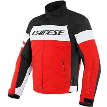 Dainese Saetta D-Dry - Chaqueta textil para moto, color negro, rojo y blanco, talla 46