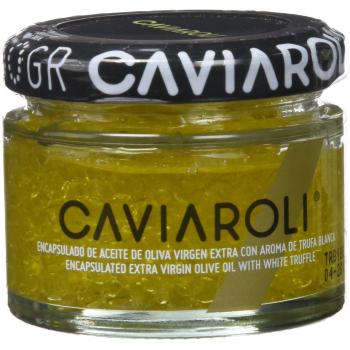Caviaroli - Encapsulado de Aceite de Oliva Virgen Extra con Aroma de Trufa Blanca - Perlas de Aceite Gourmet para Aliño o Decoración - 50 g