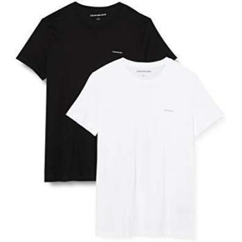 Calvin Klein Jeans Paquete de 2 Camisetas Ajustadas Camisa, Bright White/Black Beauty, S para Hombre