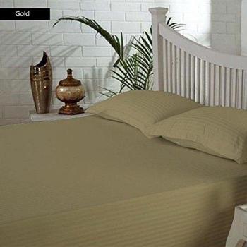 SACRO 100% algodón egipcio de 400 TC 32 cm bolsillo profundo 4 piezas Juego de sábanas Euro rey IKEA tamaño del patrón de la raya de Color oro