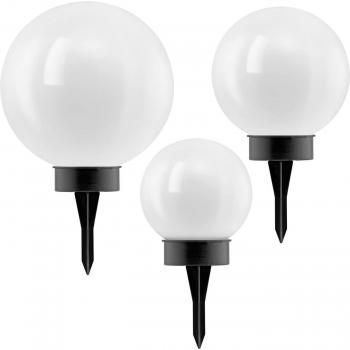 EGLO Solar Powered White Spherical LED Ground Spike Set