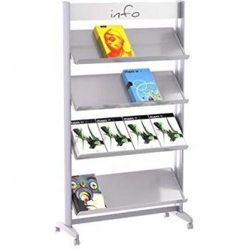 Soporte de Folletos Móvil de Metal con 16 Compartimentos A4, Ancho 940 mm