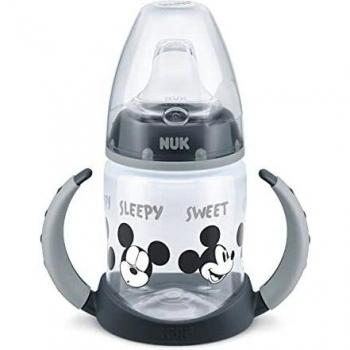 Taza de Aprendizaje Nuk First Choice con Silicona y Control de Temperatura, Biberón Entrenador FC+ PP TC Mickey 6-18 meses, Silicona - Nuk