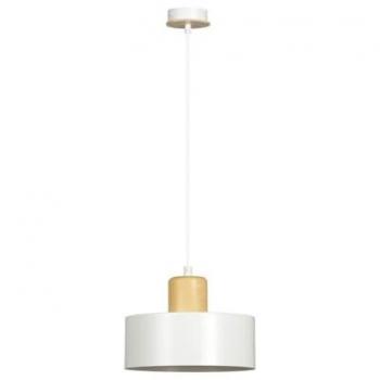 Lámpara de Suspensión Torin EPIKASA, Acero con recubrimiento de polvo y Madera, Blanca, 25x100x25 cm