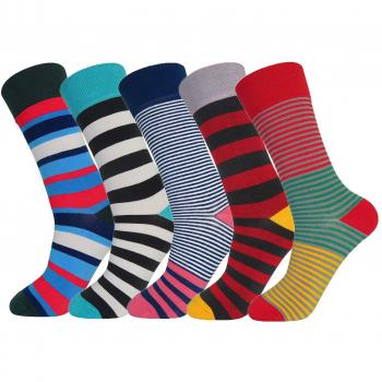 FULIER Calcetines Para Hombre 5 Pares algodón rico cómodo, transpirable, diseño elegante calcetines de colores de moda