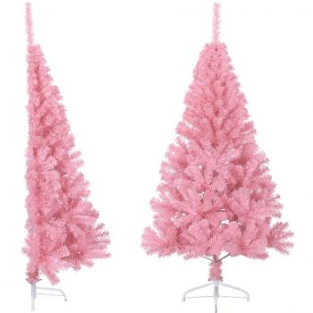 vidaXL Artificial Half Christmas Tree with Stand Pink 120 cm PVC