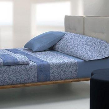 Tolrà T4108 - Juego de sábanas, 3 piezas, 50% algodón, 50% poliéster, para cama de 150/160 cm, color azul cielo