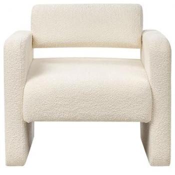 Sillón de Bouclé Retro Hallsberg Blanco Crema para Sala de Estar