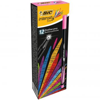 Rotulador BIC Intensity Fine de 0.8mm - Trazo de 0.4mm - Tinta a base de agua - Color Rosa (12 uds)