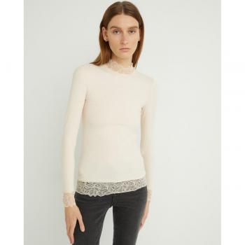 Yas - Pullover de punto de mujer manga larga liso