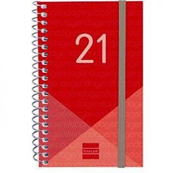 Finocam - Agenda 2021 Semana vista apaisada Espiral Year Rojo Catalán