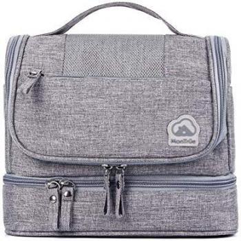 MonTrüe Neceser Impermeable para Hombres y Mujeres | Bolsa de Aseo Colgante de 7 litros | Bolsa de cosméticos de Viaje para artículos de Viaje Secos y mojados, Gris Claro