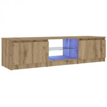 Mueble de TV con luces LED de madera roble artisan, dimensiones 140x40x35,5 cm, multicapa, soporte para TV, mueble multimedia, consola TV y mueble HiFi