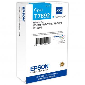 Epson C13T789240 XXL Cyan Ink Cartridge - 34.2 ml - 4000 Pages - Compatible with WorkForce Pro WF-4630DWF, WF-4640DTWF, WF-5110DW,