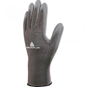 Delta plus - Guante punto poliester palma poliuretano gris talla 9