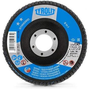 Tyrolit 454393 Standard Disco De Láminas, Za60-B, 27A Forma, 115Mm X 22.23Mm, Caja De 10
