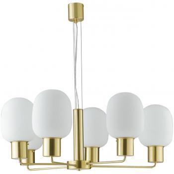 Lámpara colgante Fellini Oro 150 cm, Multi Arm 6, dorado, ópalo, E27