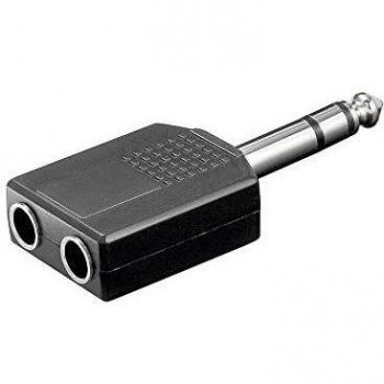 Adaptador de Audio Estéreo 6,35 mm Macho a 2 x 6,35 mm Hembras - Negro