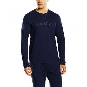 Calvin Klein COMFORT COTTON - L/S CREW NECK-Camiseta de pijama Hombre,  
 Azul