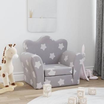 Sofá Cama Infantil de Felpa Suave Gris Claro con Estrellas