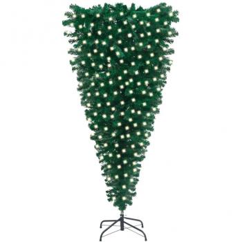 Upside-Down Pre-Lit Artificial Christmas Tree Green 210 cm