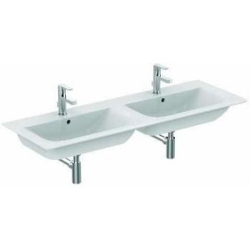 Lavabo Doble Ideal Standard Connect Air 1340mm, 1 Agujero de Grifo, con Rebose, Color Blanco