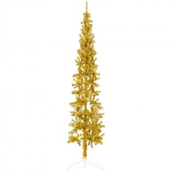 vidaXL Slim Artificial Half Christmas Tree with Stand Gold 210 cm